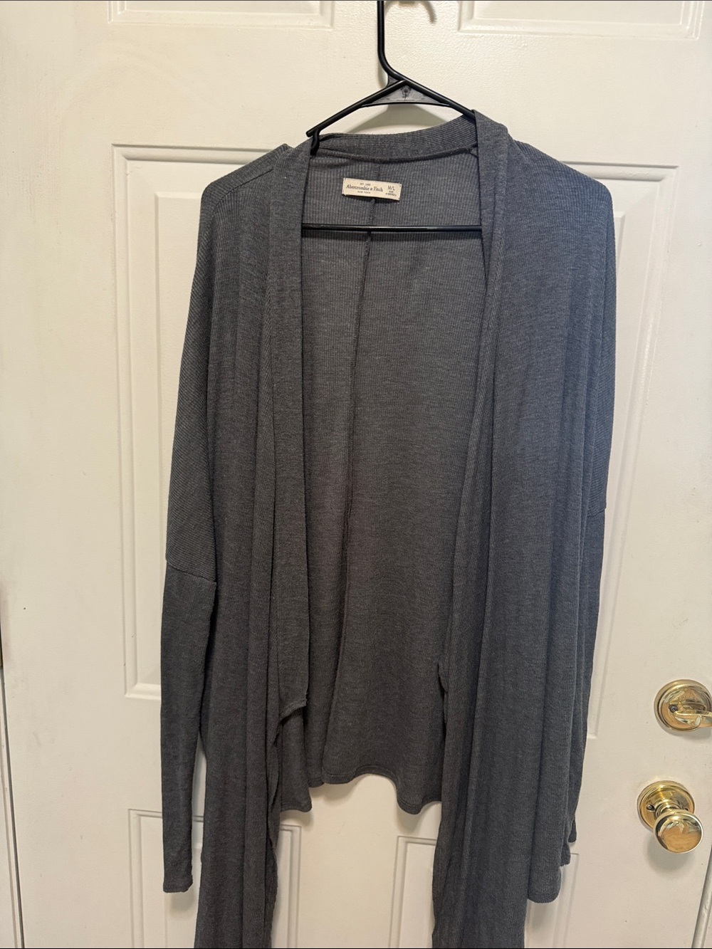 Abercrombie & Fitch Dark Gray Open-Front Draped Cardigan